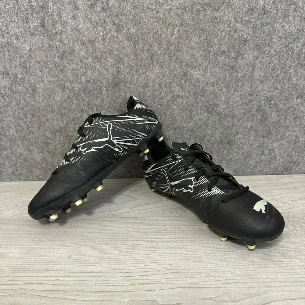 Puma Attacanto FG/AG Soccer Cleats Kids 3.5 Black Mist Football Boots 107480-01